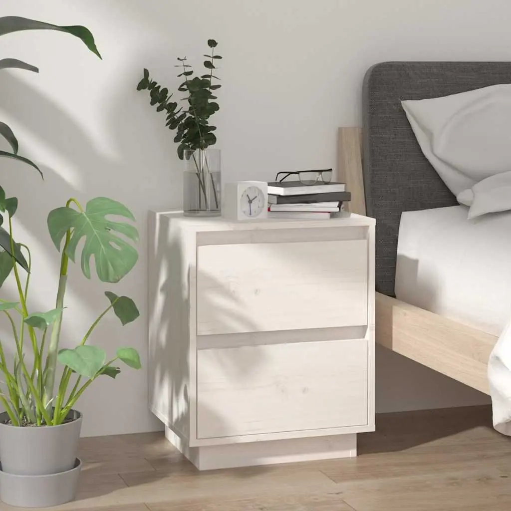 Bedside Cabinets 2 Pieces White Storage Tables Wooden Side Nightstand Furniture