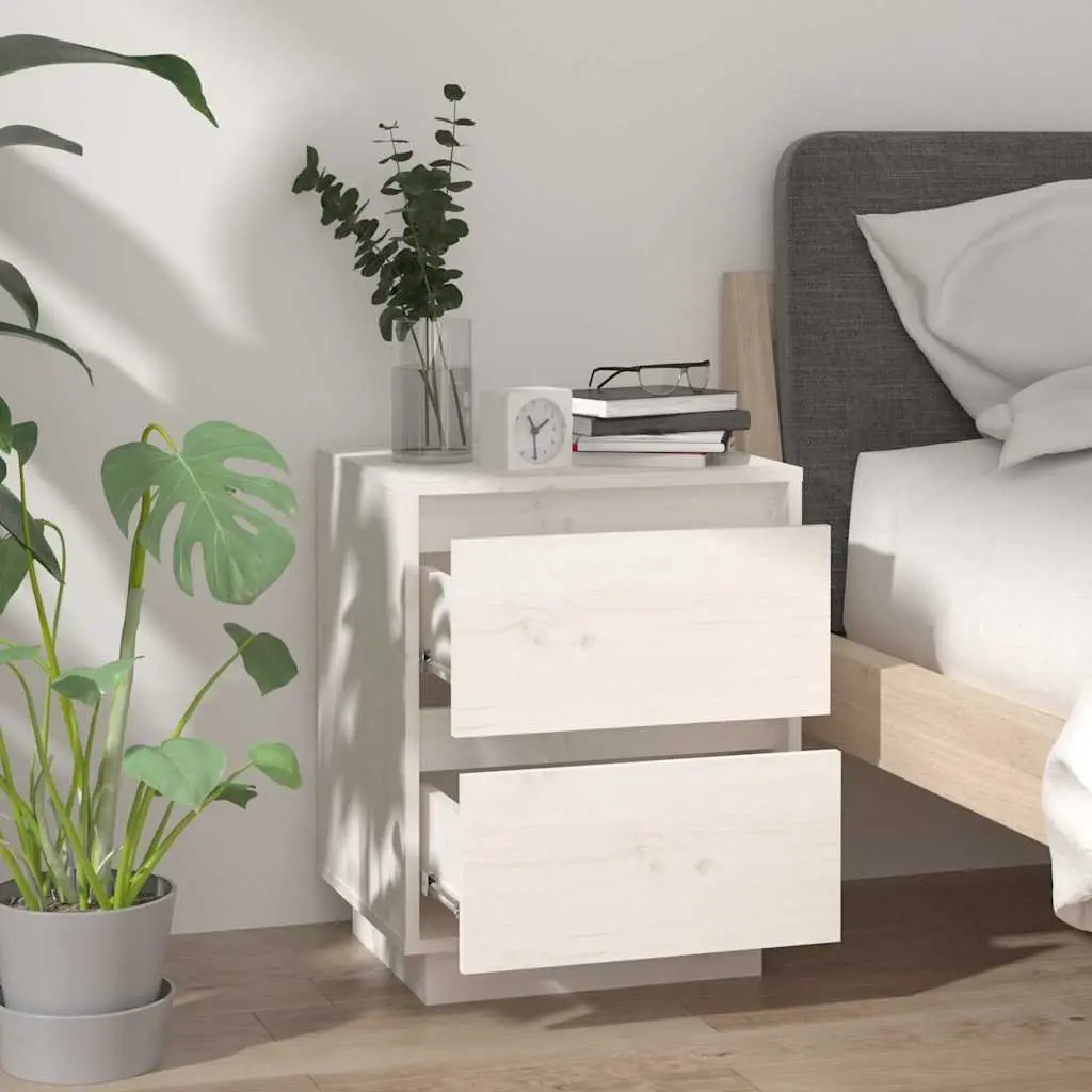 Bedside Cabinets 2 Pieces White Storage Tables Wooden Side Nightstand Furniture
