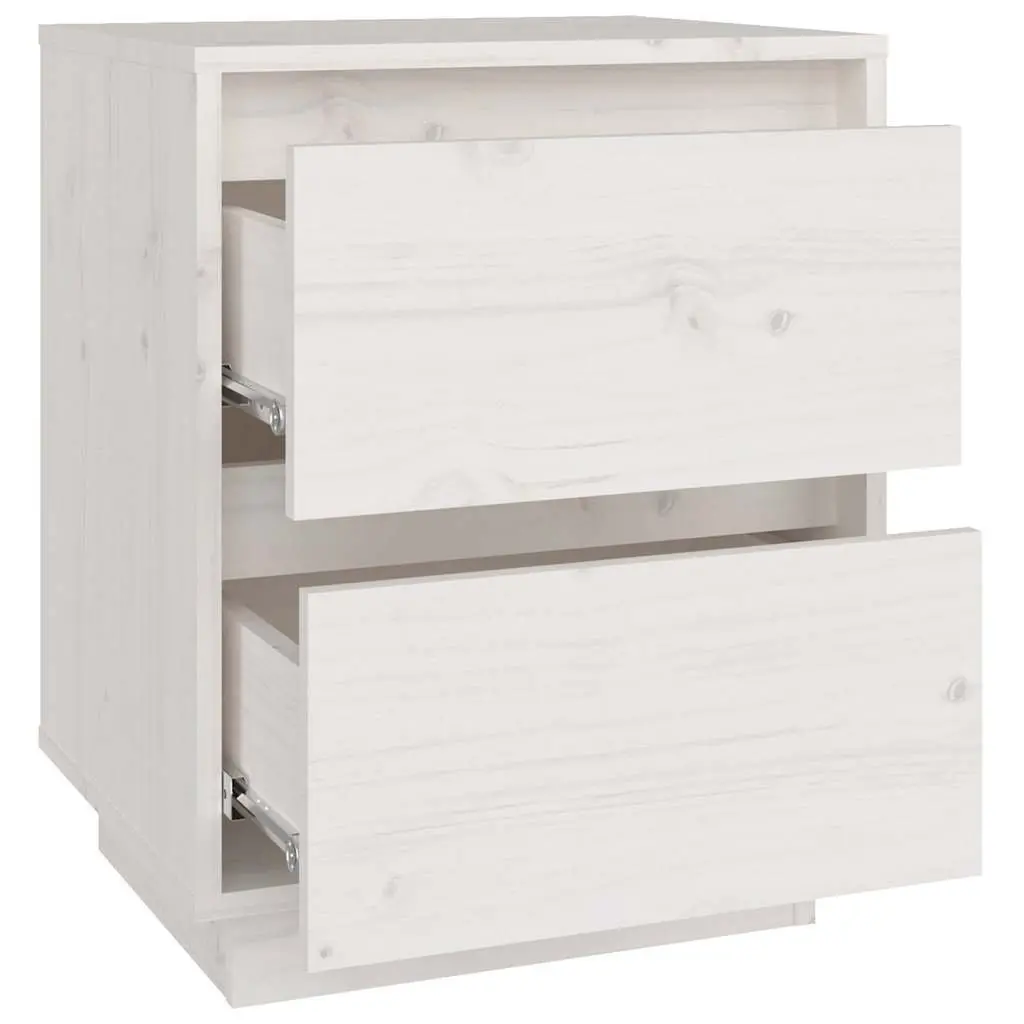 Bedside Cabinets 2 Pieces White Storage Tables Wooden Side Nightstand Furniture
