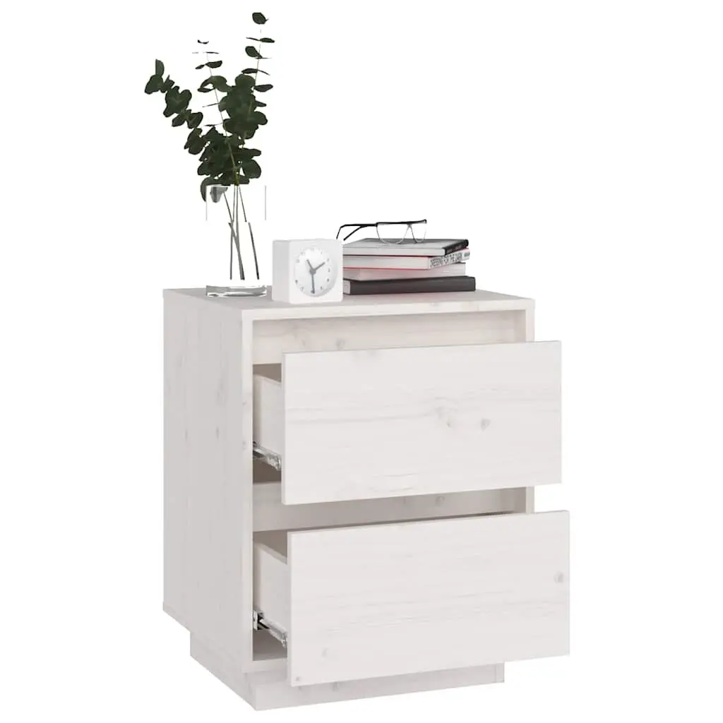 Bedside Cabinets 2 Pieces White Storage Tables Wooden Side Nightstand Furniture