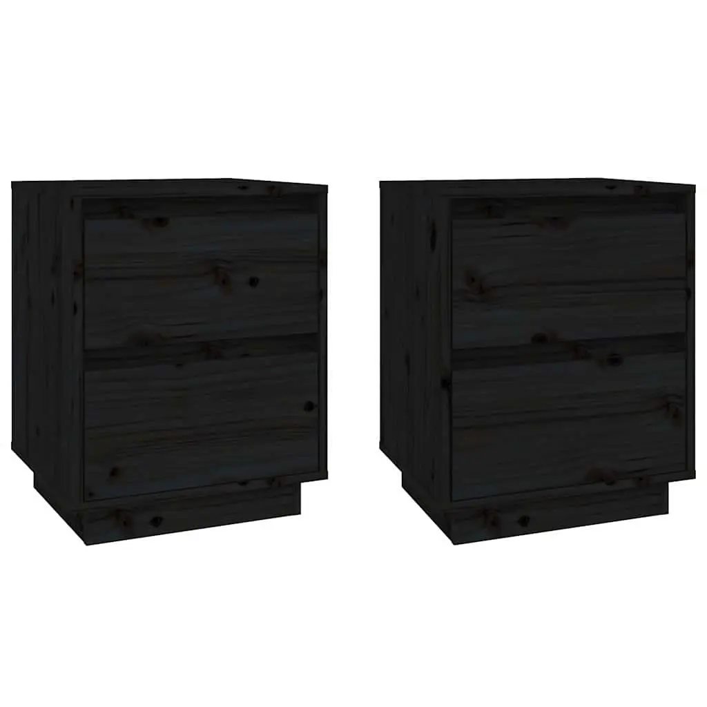 Bedside Cabinets 2 pcs Black Storage Side Tables Modern Bedroom Furniture