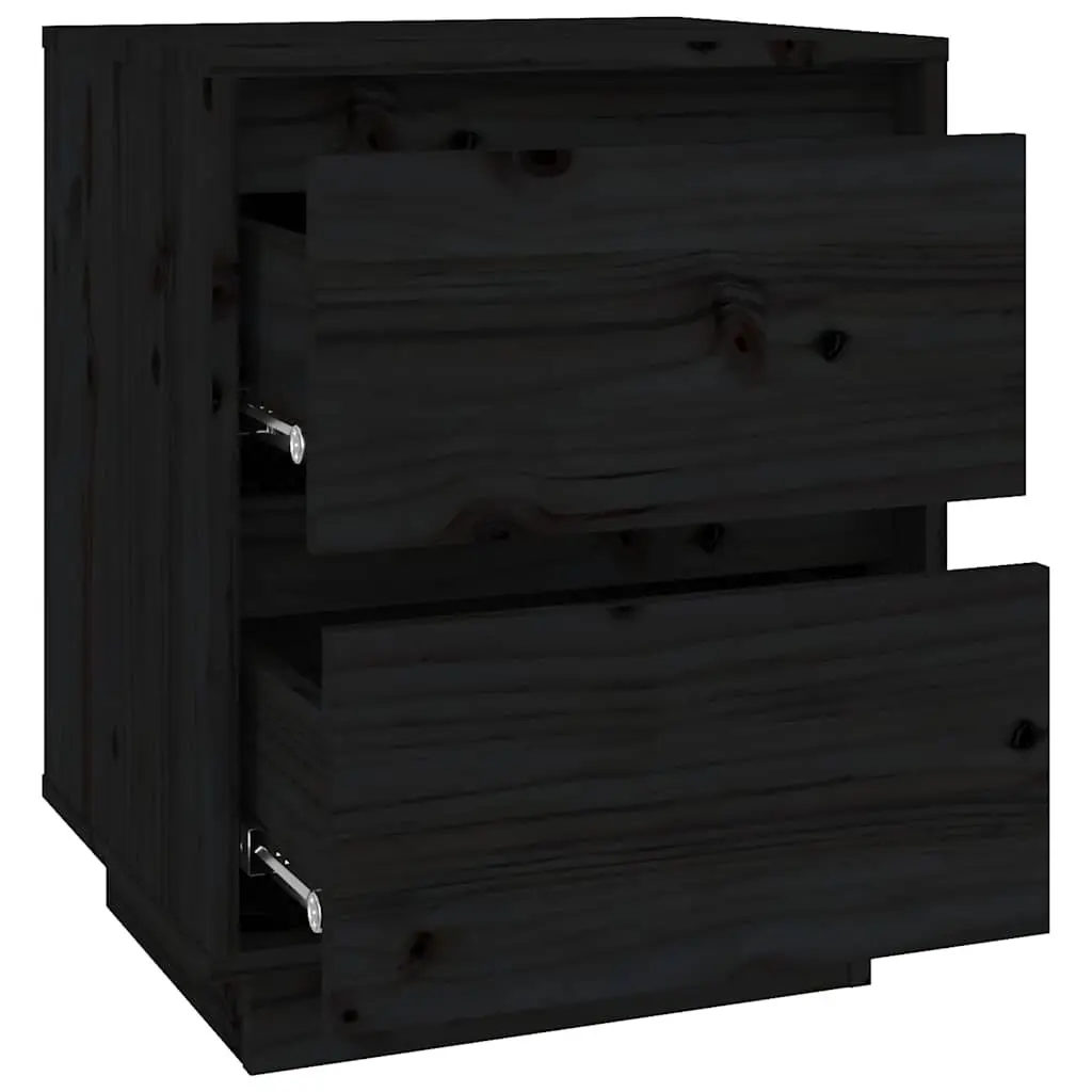Bedside Cabinets 2 pcs Black Storage Side Tables Modern Bedroom Furniture