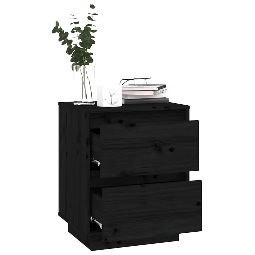Bedside Cabinets 2 pcs Black Storage Side Tables Modern Bedroom Furniture