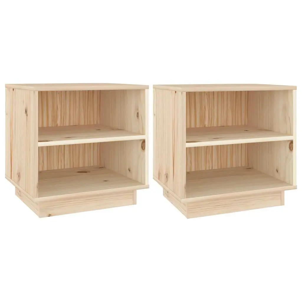 Bedside Cabinets Brown Wooden 40x34x40 cm 2 Piece Storage Tables