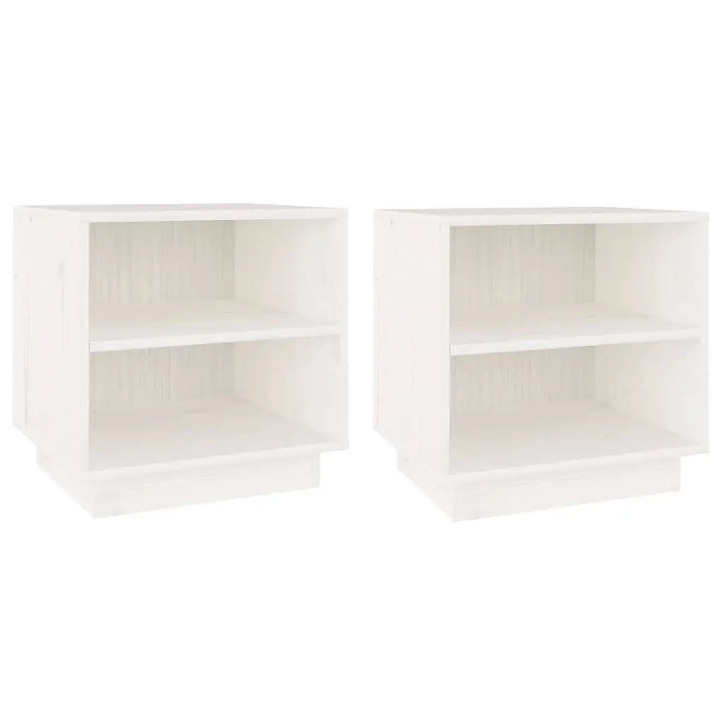Bedside Tables White 40x34x40 cm Wooden 2 Piece Storage Cabinets
