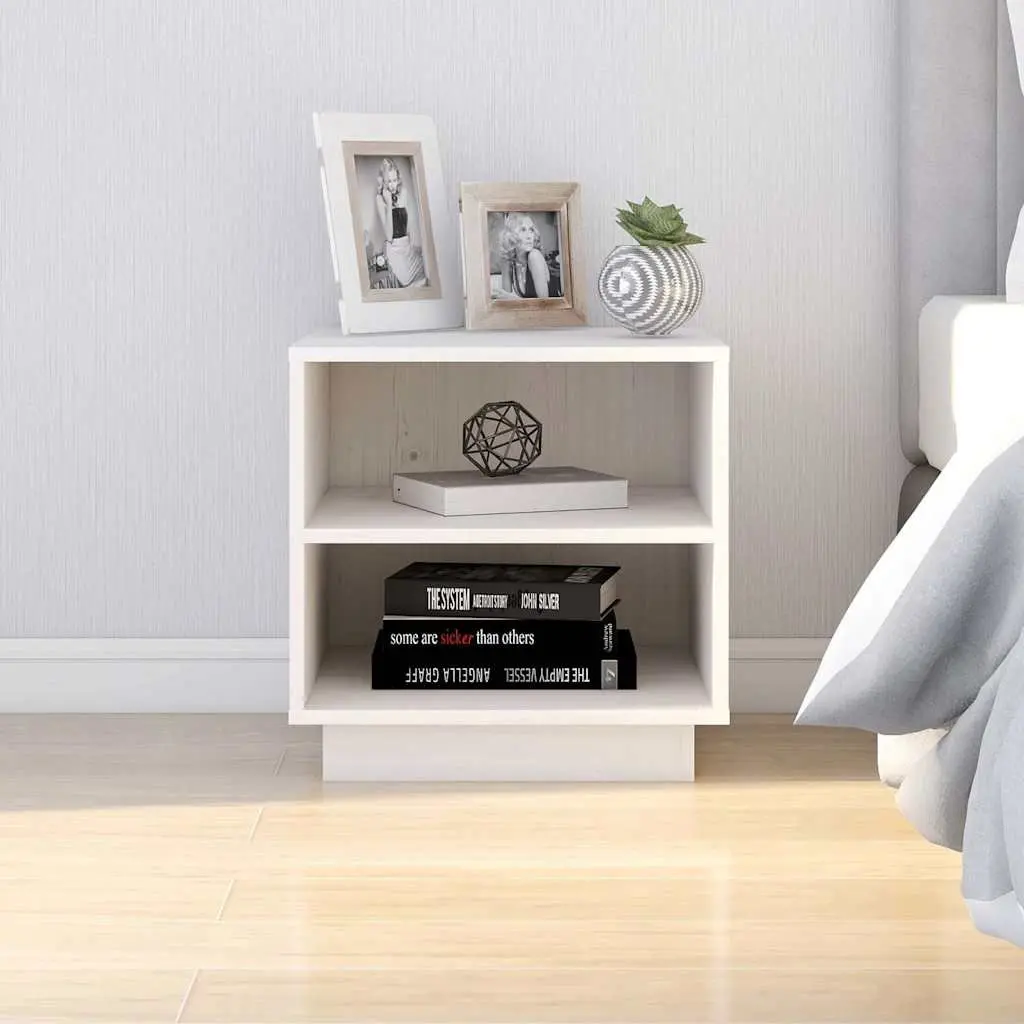 Bedside Tables White 40x34x40 cm Wooden 2 Piece Storage Cabinets