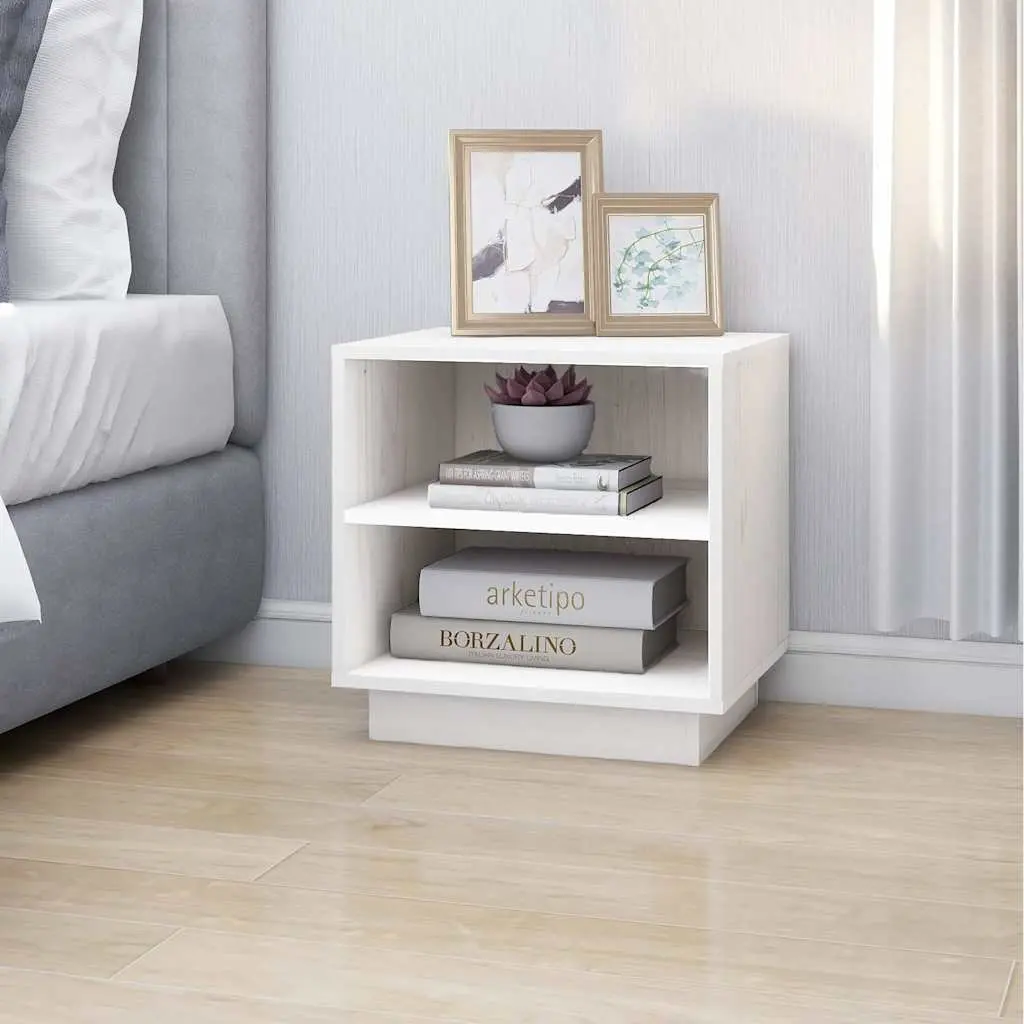 Bedside Tables White 40x34x40 cm Wooden 2 Piece Storage Cabinets