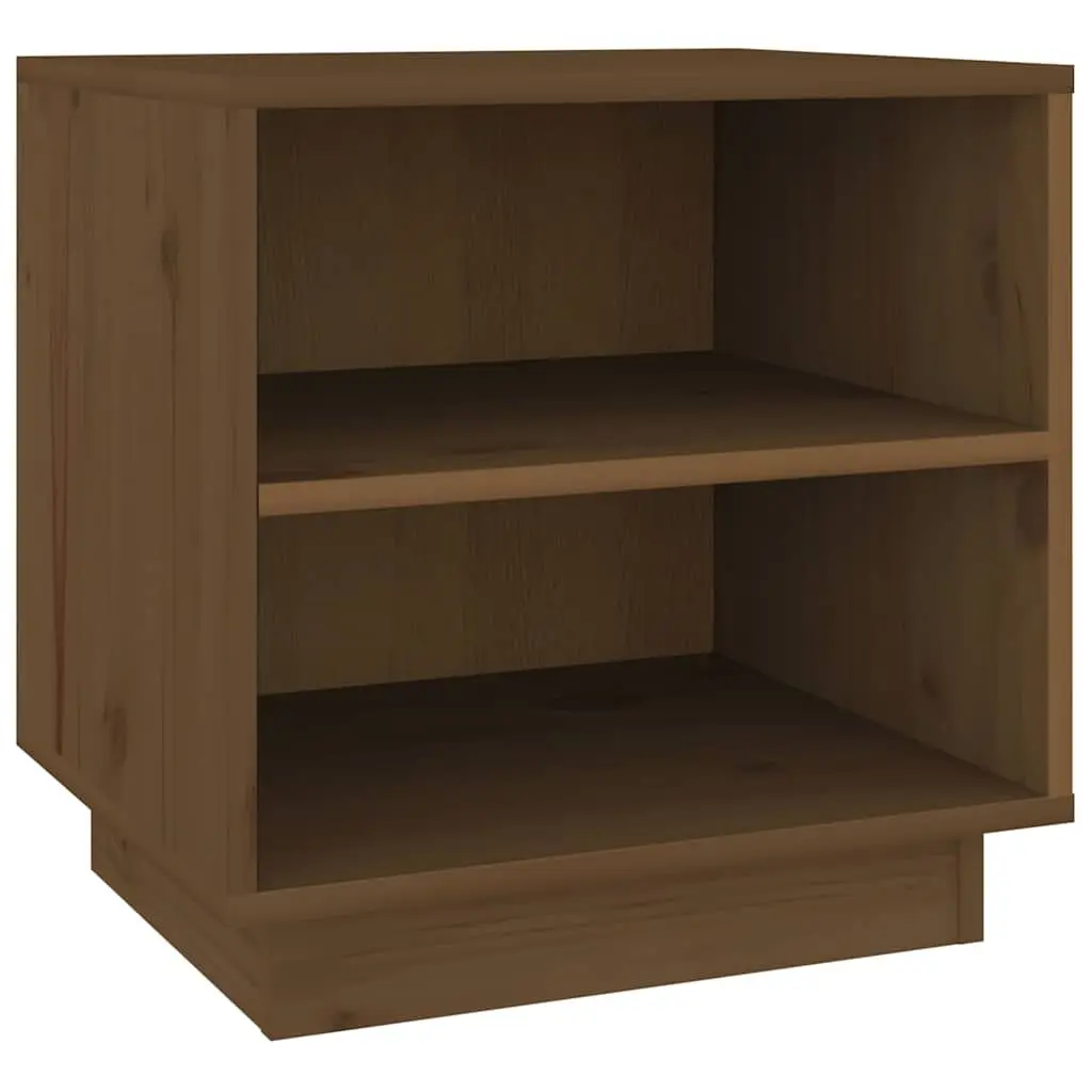 Bedside Table Brown Wooden Storage Organizer Compact Pinewood 40 x 34 x 40 cm