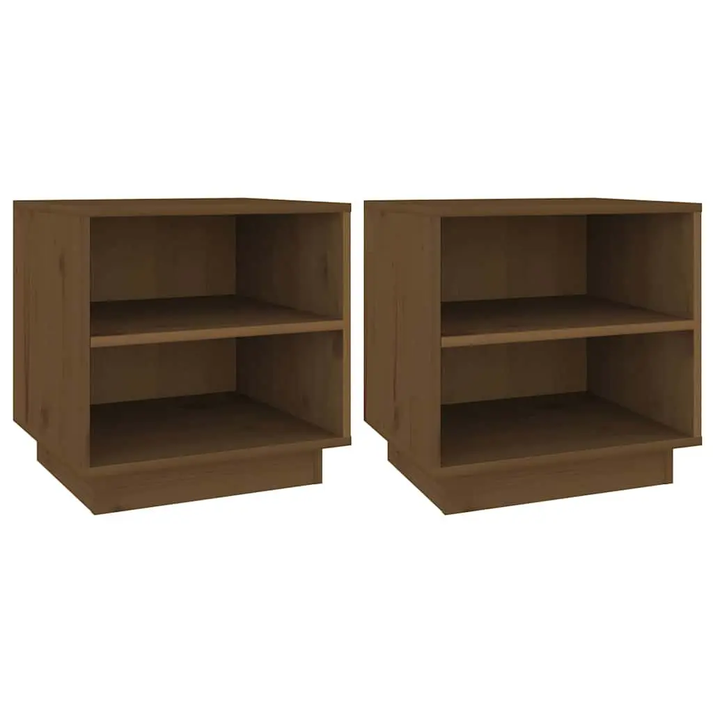 Bedside Tables Brown 40x34x40 cm Solid Pinewood Storage Cabinets 2 Piece
