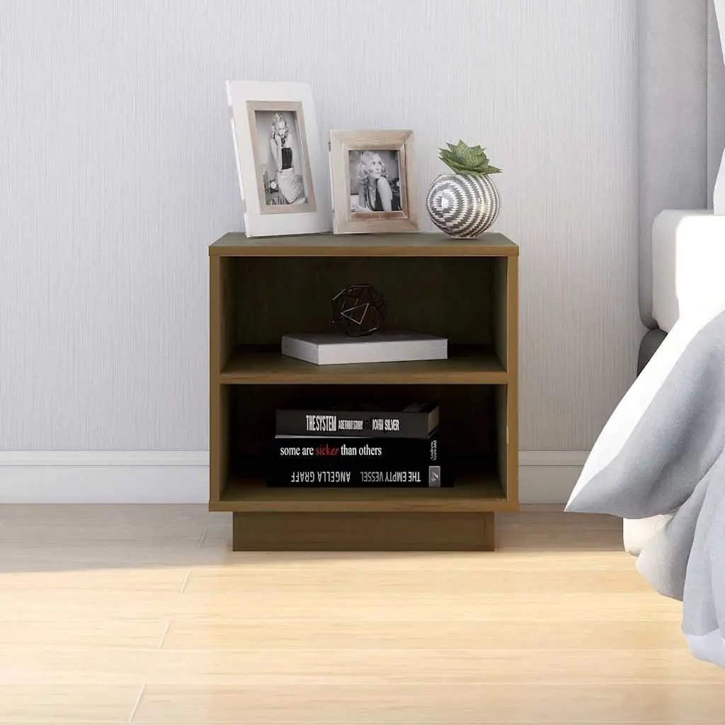 Bedside Tables Brown 40x34x40 cm Solid Pinewood Storage Cabinets 2 Piece