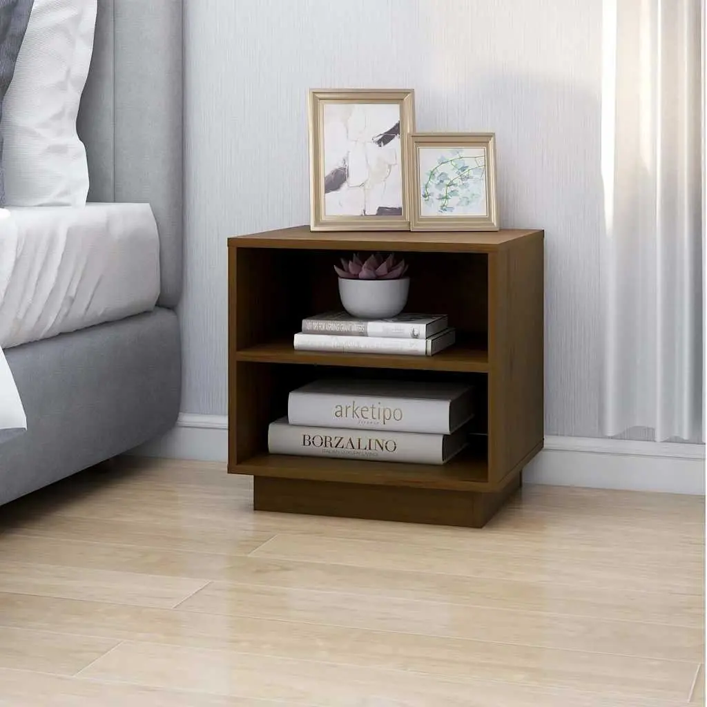 Bedside Tables Brown 40x34x40 cm Solid Pinewood Storage Cabinets 2 Piece