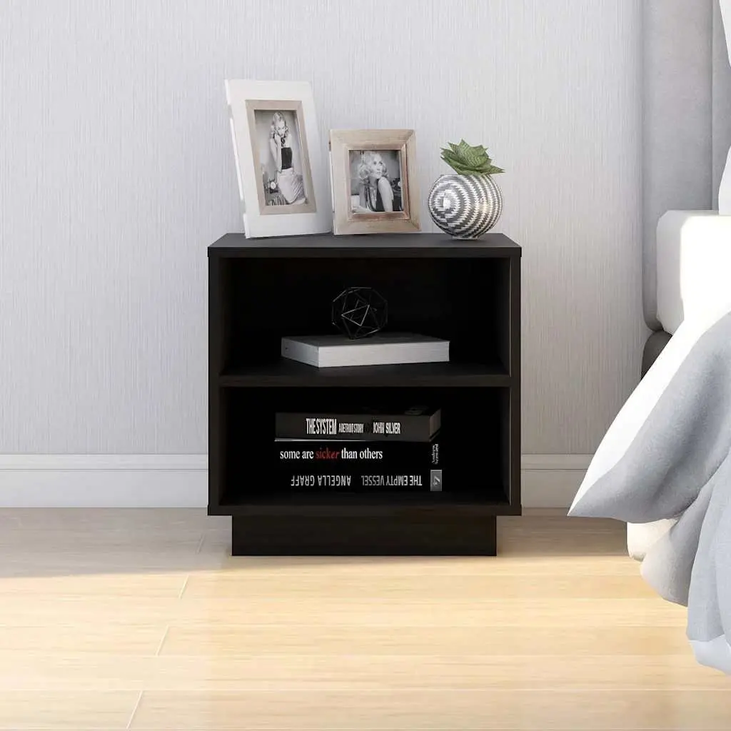 Bedside Cabinets Black 40x34x40 cm Solid Wood Storage Side Tables 2 Piece