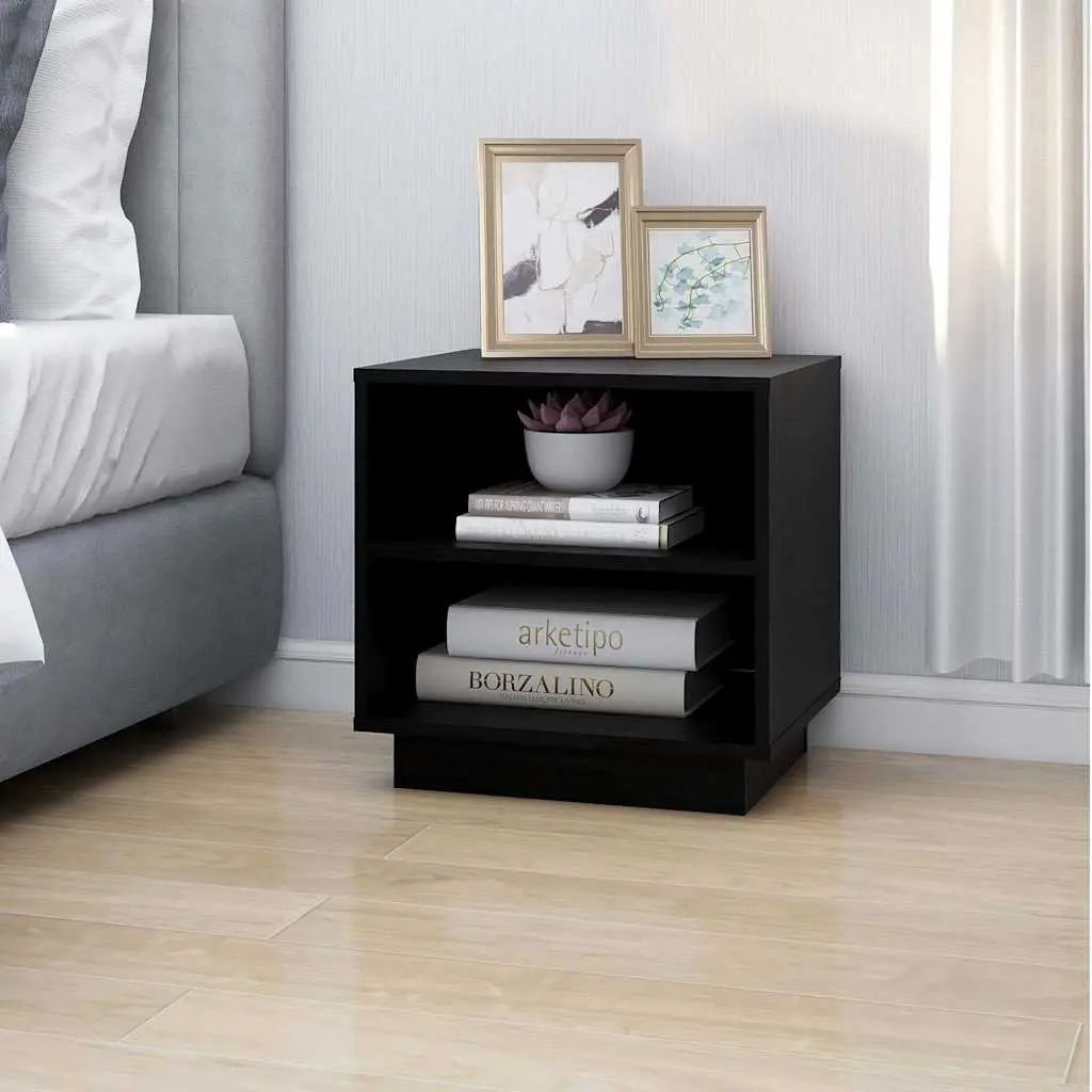 Bedside Cabinets Black 40x34x40 cm Solid Wood Storage Side Tables 2 Piece