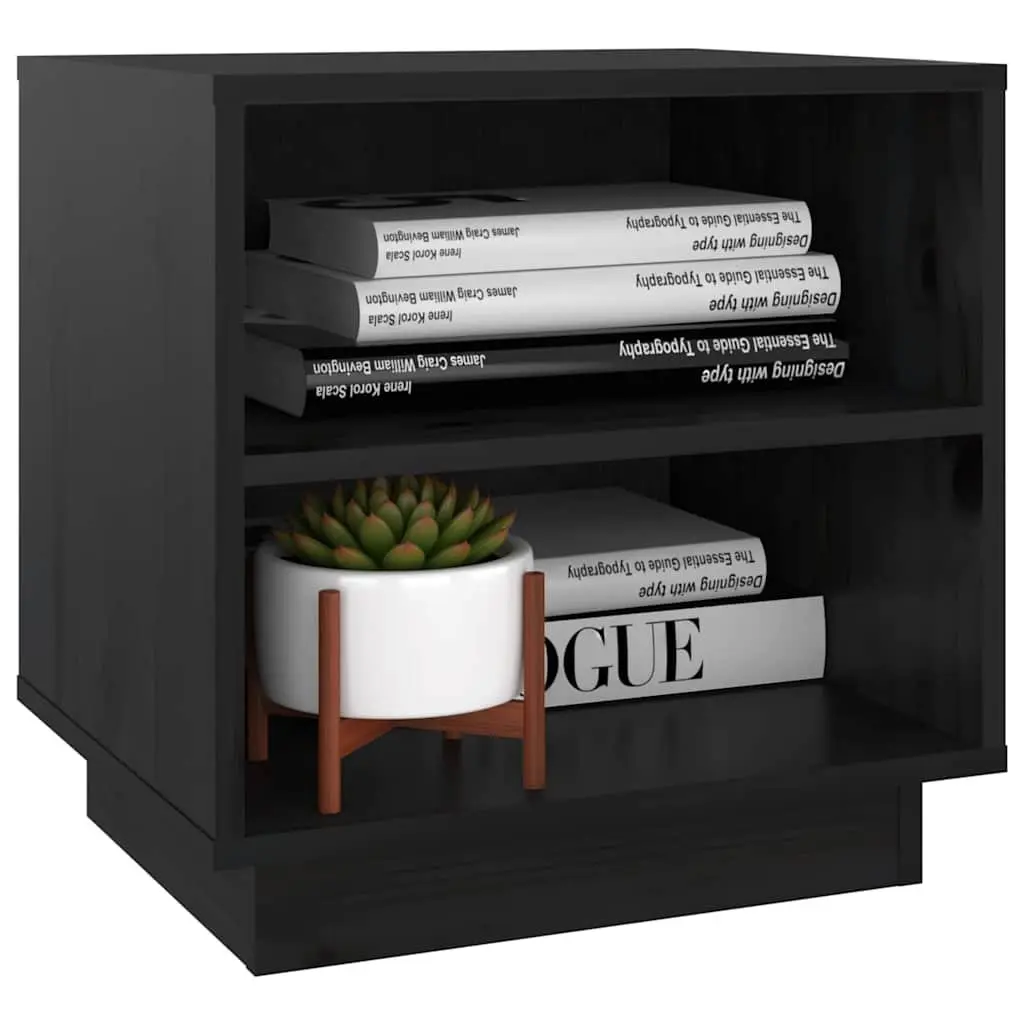 Bedside Cabinets Black 40x34x40 cm Solid Wood Storage Side Tables 2 Piece