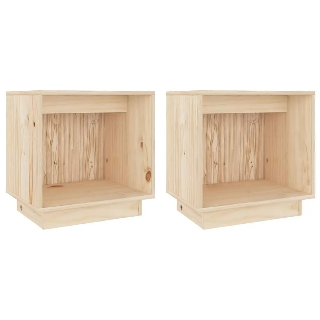 Bedside Cabinets Brown Modern 40 x 30 x 40 cm Solid Pinewood 2 Piece Storage Side Tables