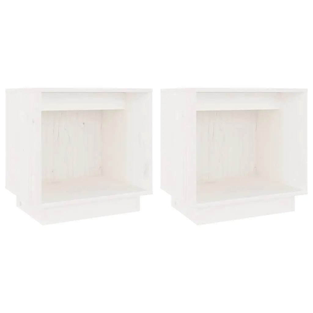 Bedside Cabinets White 40x30x40 cm Solid Pinewood Storage Side Tables Nightstand 2 Piece