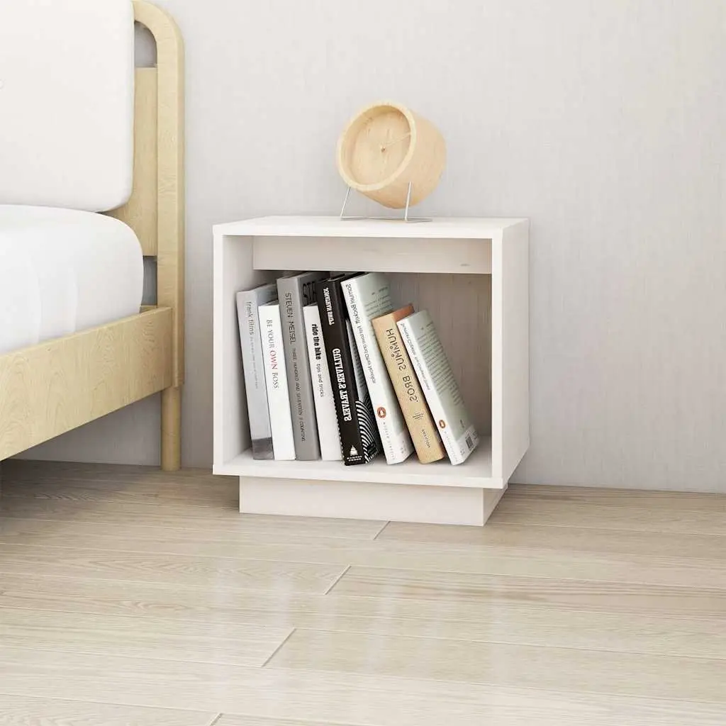 Bedside Cabinets White 40x30x40 cm Solid Pinewood Storage Side Tables Nightstand 2 Piece