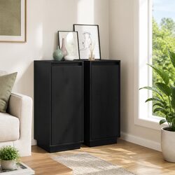 Elegant Black Solid Wood Sideboard Cabinet 31.5x34x75cm