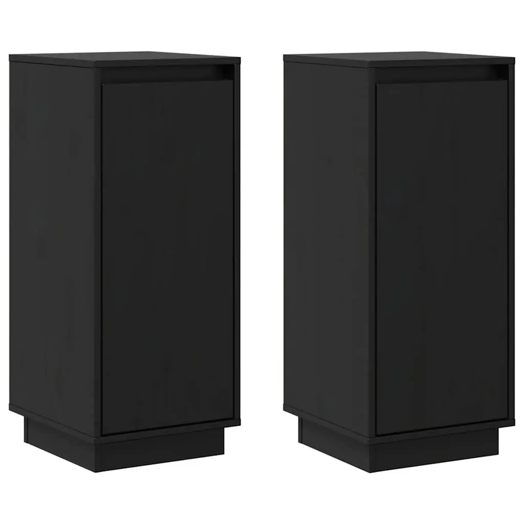 Black Solid Wood Sideboard Cabinet 31.5x34x75cm