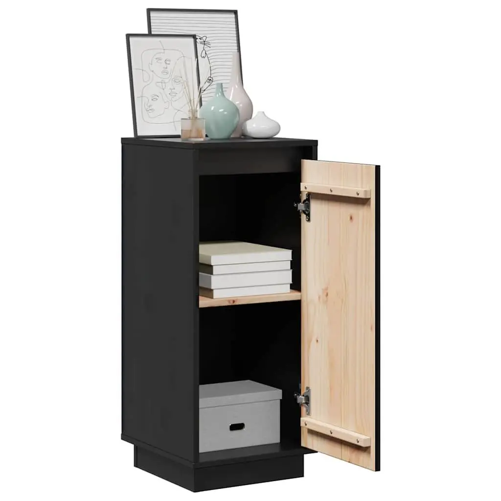 Black Solid Wood Sideboard Cabinet 31.5x34x75cm