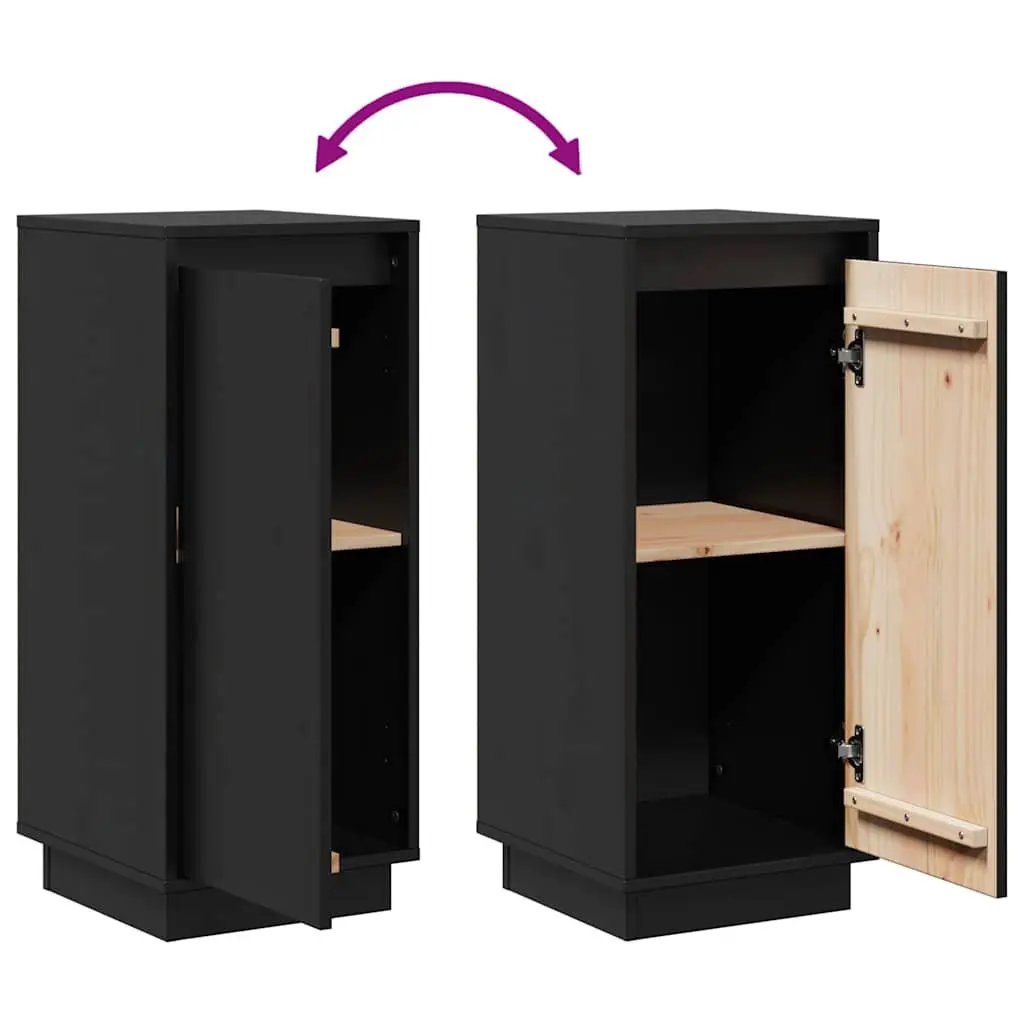 Black Solid Wood Sideboard Cabinet 31.5x34x75cm
