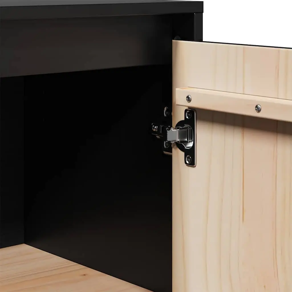 Black Solid Wood Sideboard Cabinet 31.5x34x75cm
