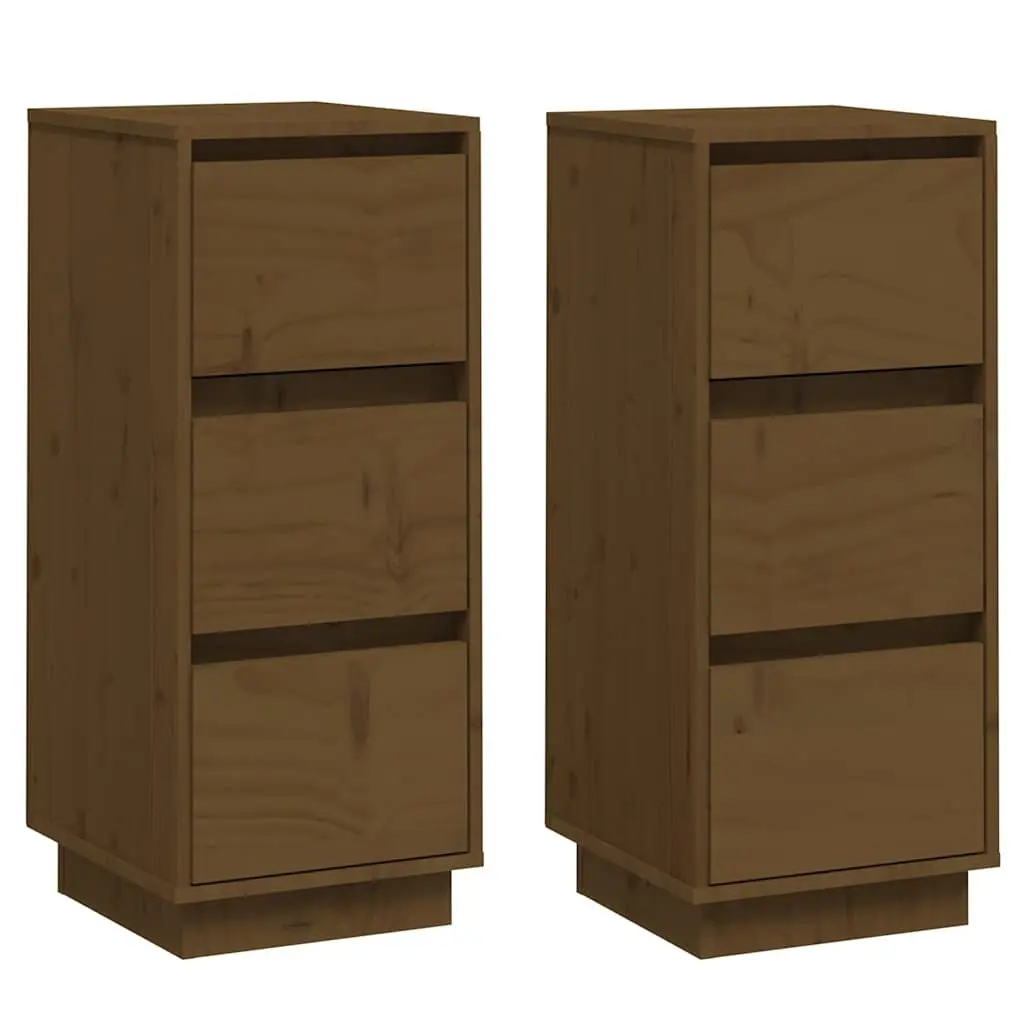 Honey Brown Solid Wood Sideboard for Living Spaces