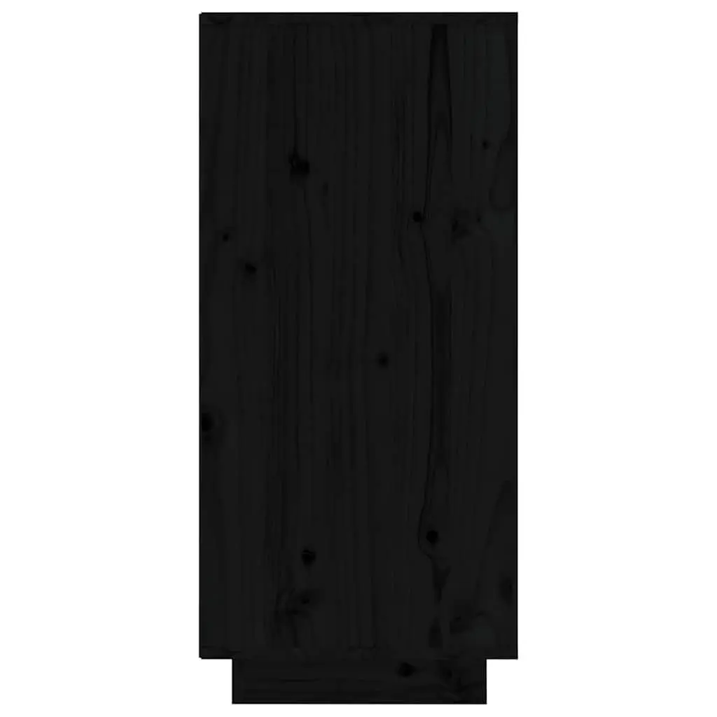 Wooden Sideboard Storage Cabinet Black 4 Doors Solid Pine Wood MDF