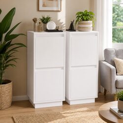 Elegant White Sideboard Cabinet Set in Solid Wood