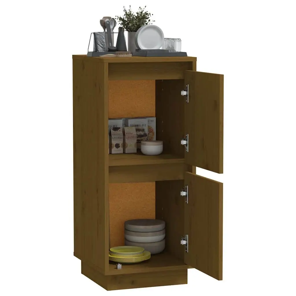 Wooden Sideboard Storage Cabinet 2 Door Brown Pine Wood Furniture