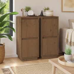 Honey Brown Solid Wood Sideboard Cabinet 2-Door Unit