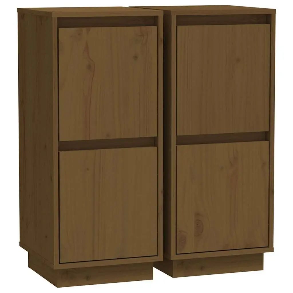 Honey Brown Solid Wood Sideboard Cabinet 2-Door Unit