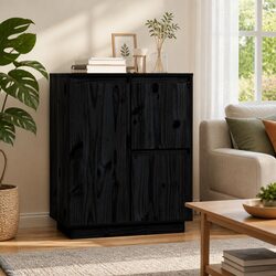 Elegant Black Sideboard Cabinet 60x34x75cm
