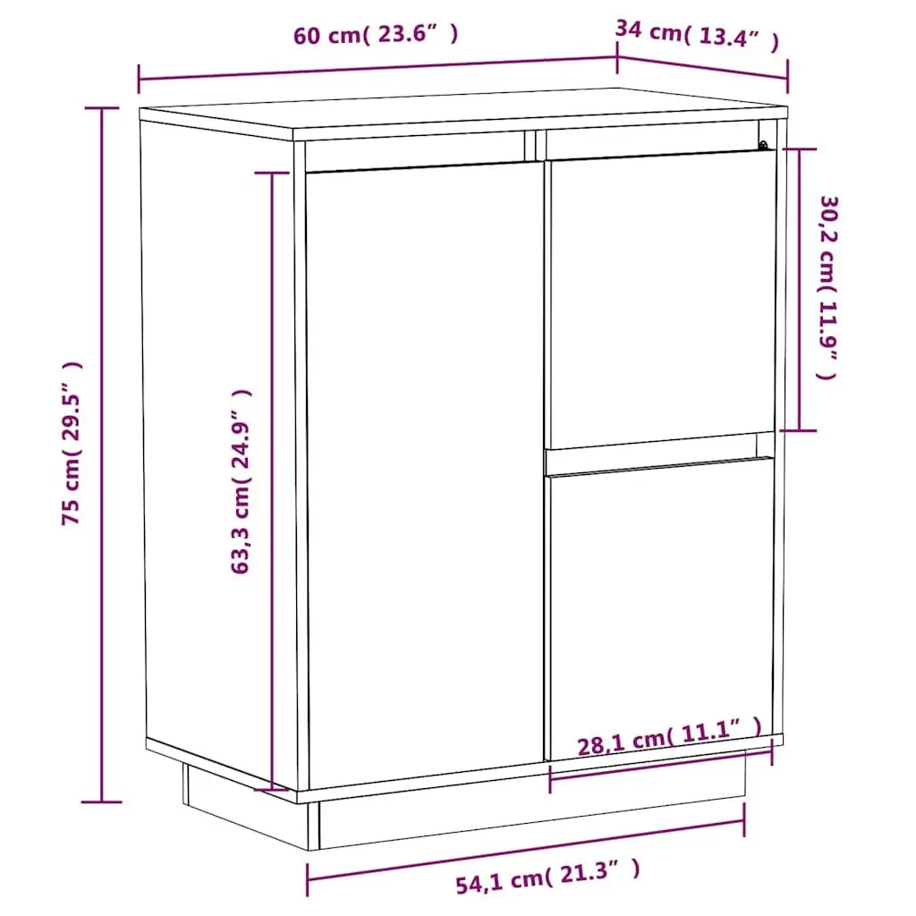 Black Sideboard Cabinet 60x34x75cm