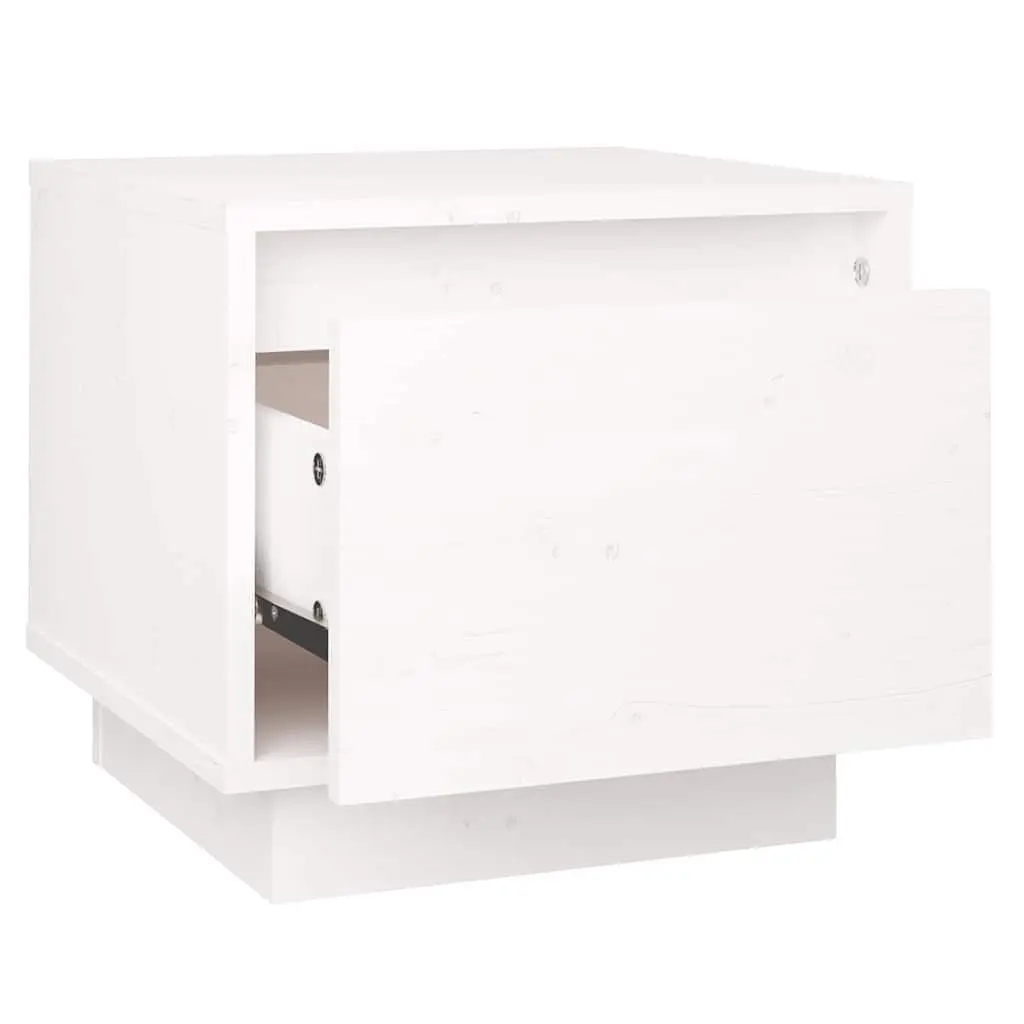 Bedside Cabinets White 35x34x32 cm Solid Pinewood 2 Piece Storage Nightstand