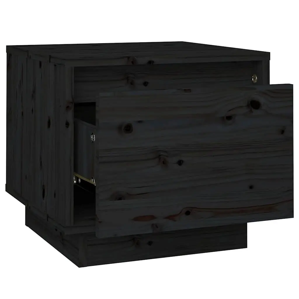 Bedside Cabinets Black 35x34x32 cm Solid Pinewood Storage Side Tables Nightstand