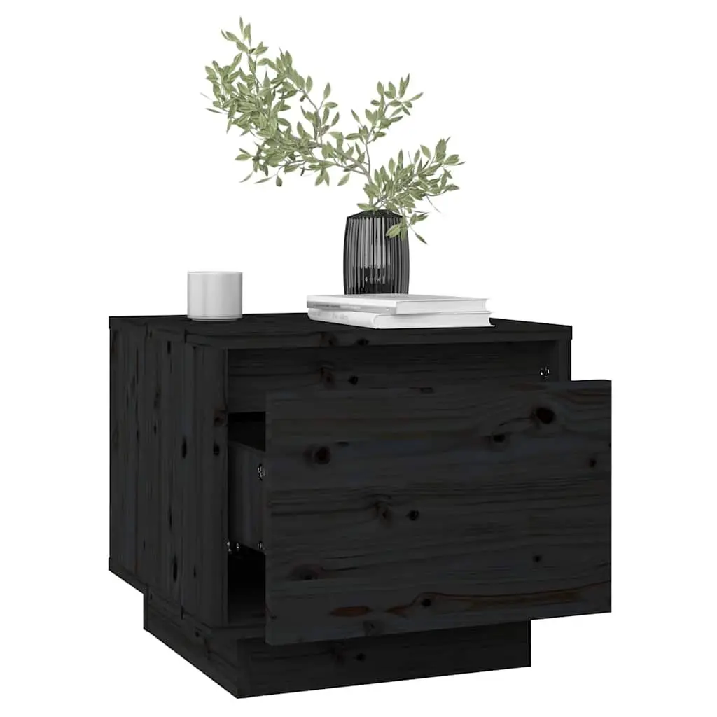 Bedside Cabinets Black 35x34x32 cm Solid Pinewood Storage Side Tables Nightstand