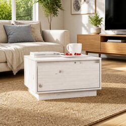 White Wooden Coffee Table with Storage Drawer