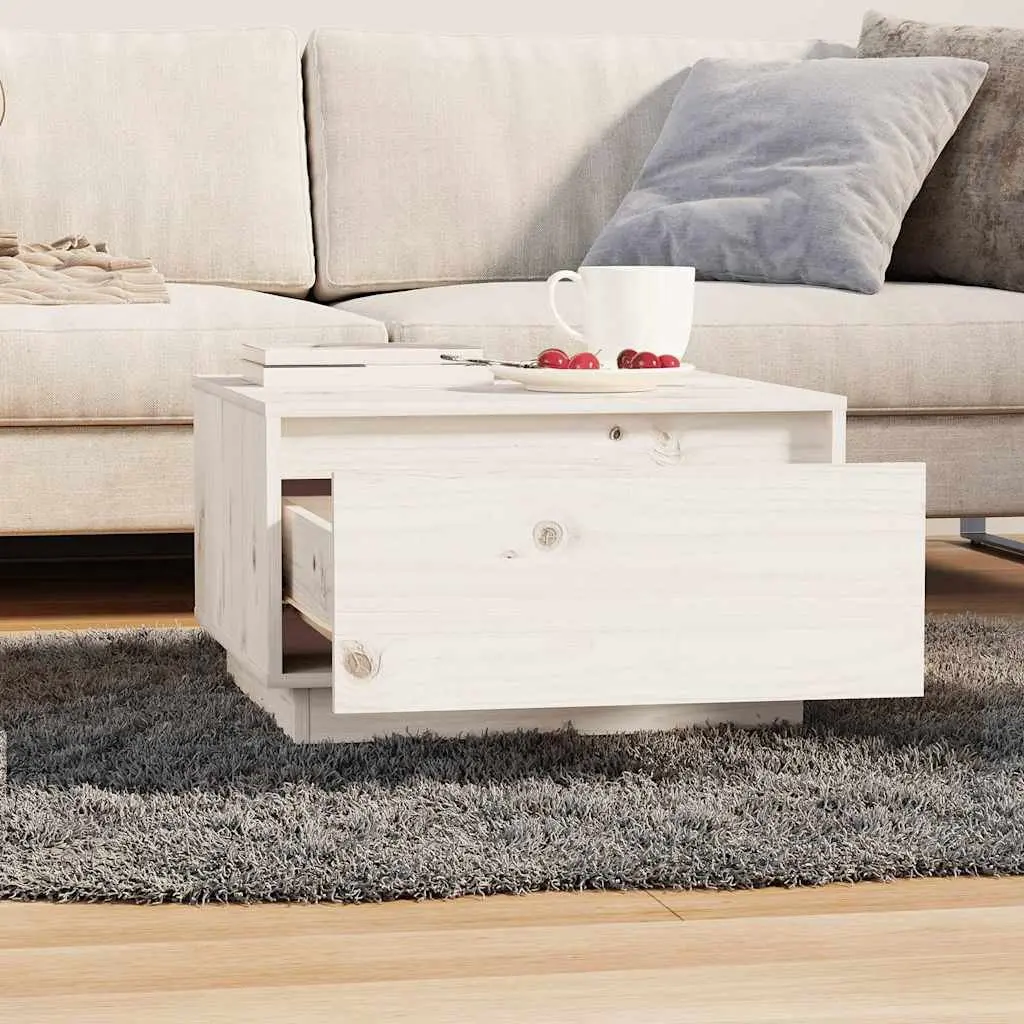 White Wooden Coffee Table with Storage Drawer