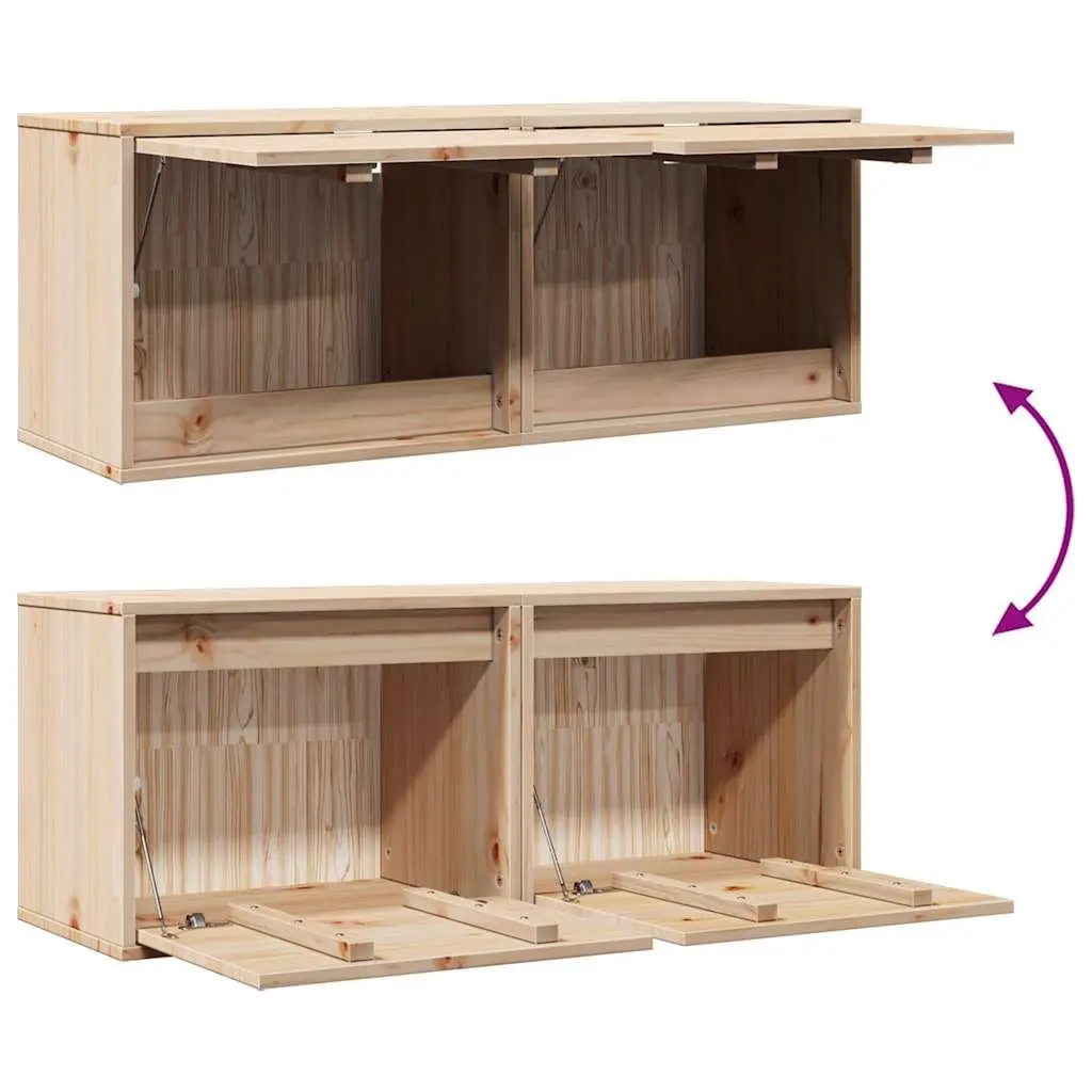 Brown Solid Pine Wood Wall Cabinets 2 pcs 45x30x35 cm
