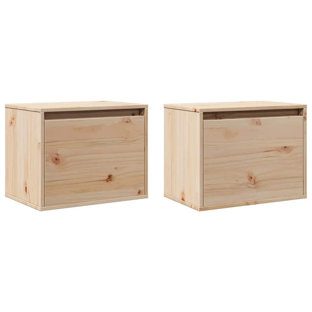 Brown Solid Pine Wood Wall Cabinets 2 pcs 45x30x35 cm