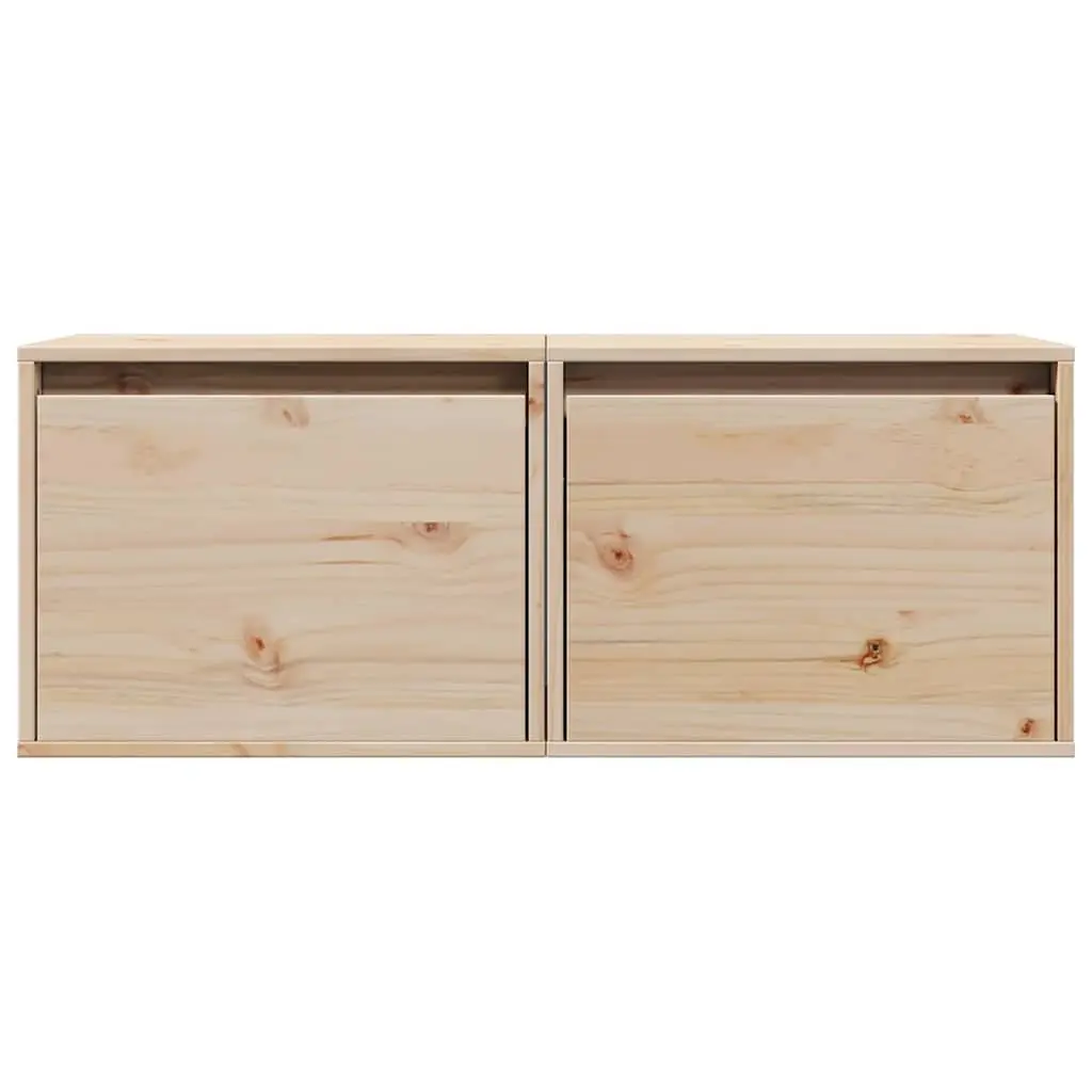 Brown Solid Pine Wood Wall Cabinets 2 pcs 45x30x35 cm