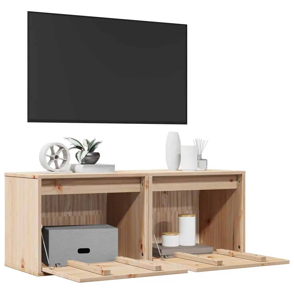 Brown Solid Pine Wood Wall Cabinets 2 pcs 45x30x35 cm