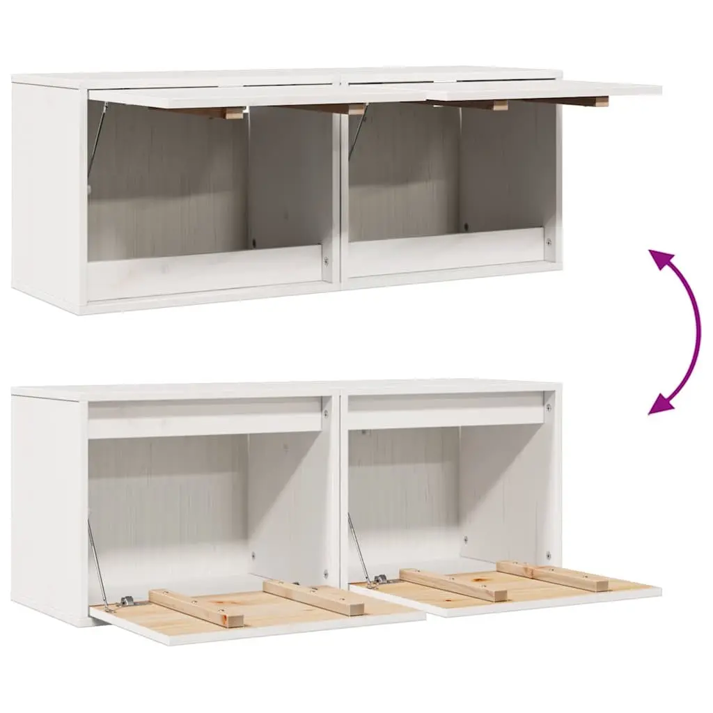 Wall Cabinets 2 pcs White 45x30x35 cm Solid Pine Wood Floating Storage Shelves