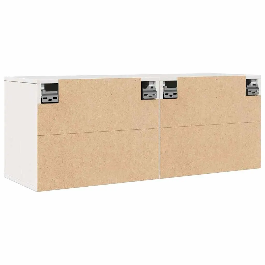 Wall Cabinets 2 pcs White 45x30x35 cm Solid Pine Wood Floating Storage Shelves