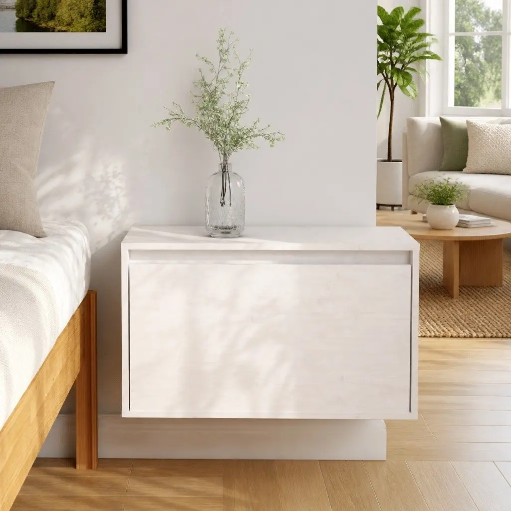 White Wall Cabinet Floating Shelving Unit for Home