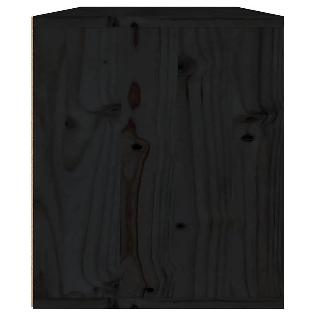 Wall Cabinet Black 60x30x35 cm Solid Pinewood Hanging Storage Shelves Unit
