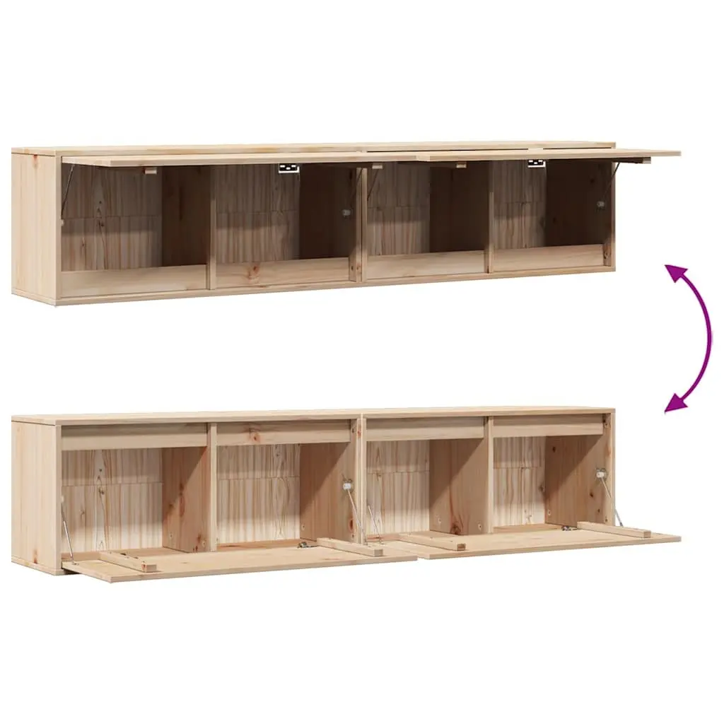 Wall Cabinets 2 pcs 80x30x35 cm Solid Pine Wood Floating Storage Shelves Brown