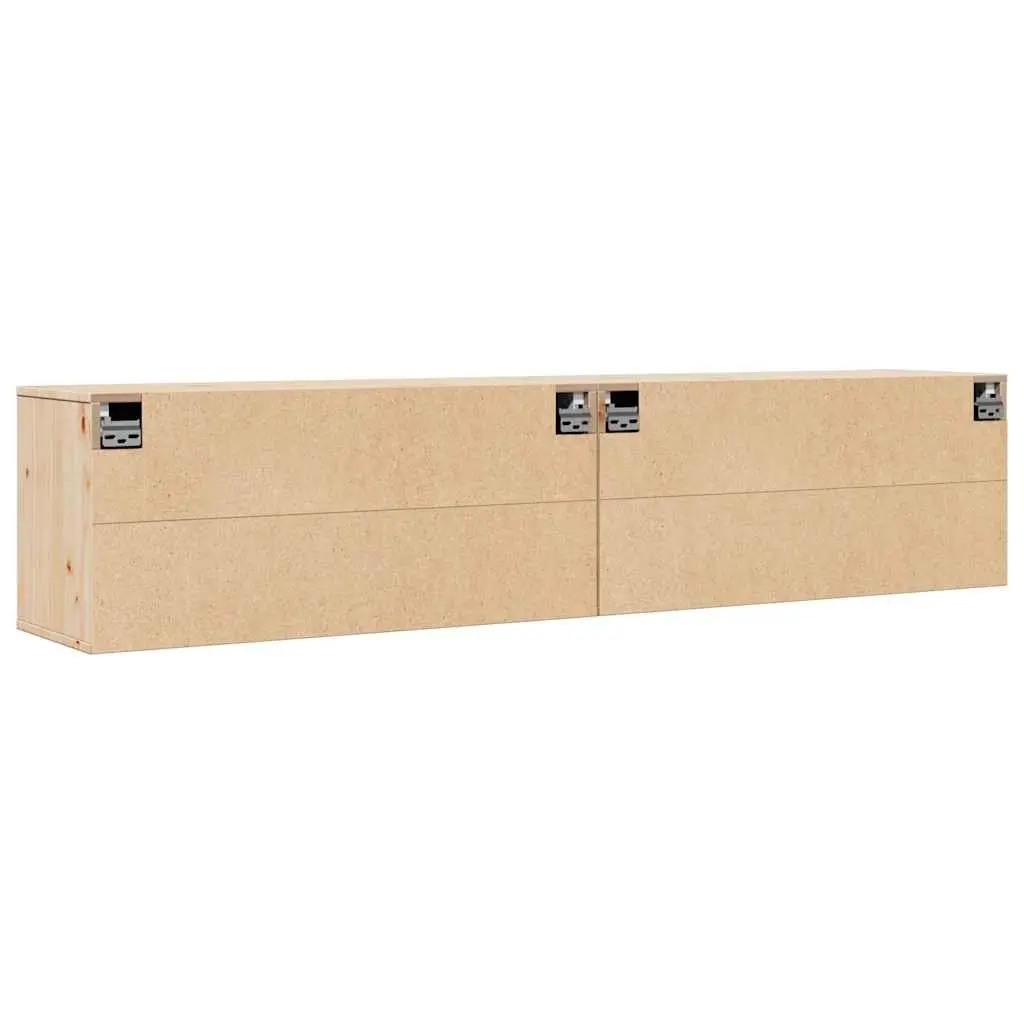 Wall Cabinets 2 pcs 80x30x35 cm Solid Pine Wood Floating Storage Shelves Brown