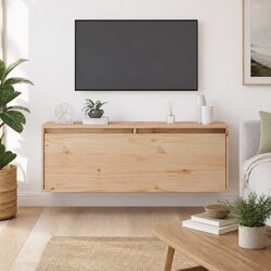 Floating Wall Cabinet 100x30x35 cm Solid Pine Wood Brown